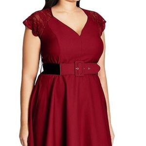 NWOT City Chic red lace dress 16
